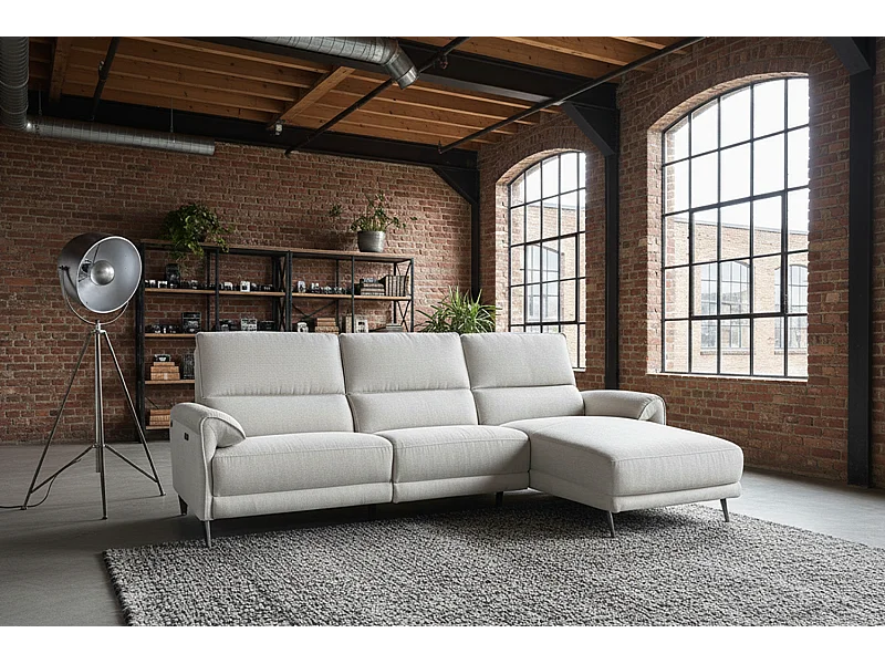 Divano angolare - grigio chiaro tessitura piatta - ADRIANA