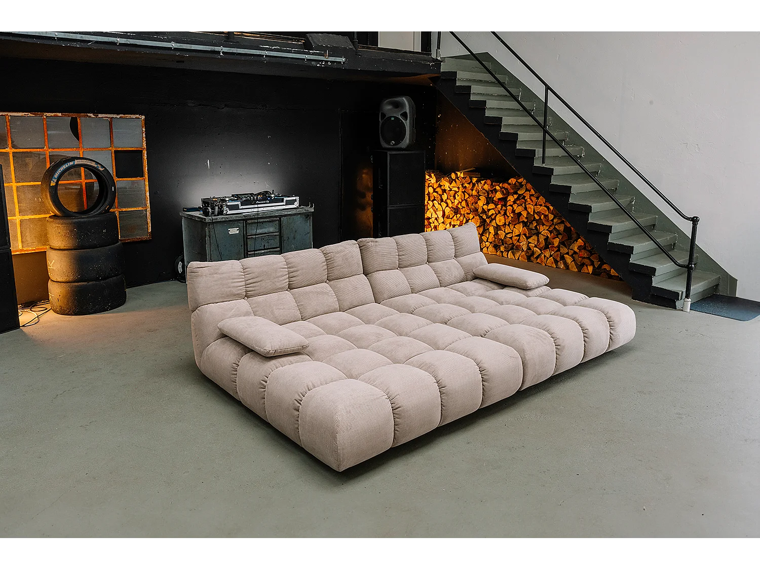 Canapé extra large - beige Velours côtelé - VIVIEN