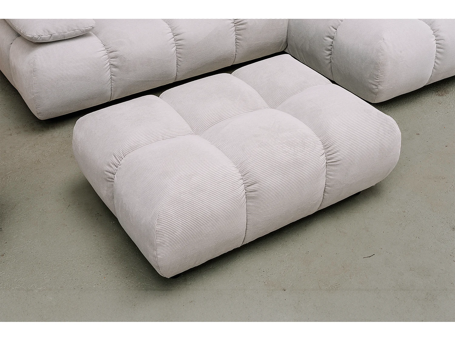 Pouf imbottito - argento Velluto a coste - VIVIEN