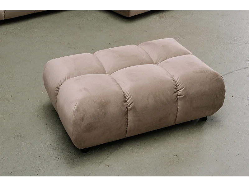 Pouf imbottito - marrone velluto - VIVIEN