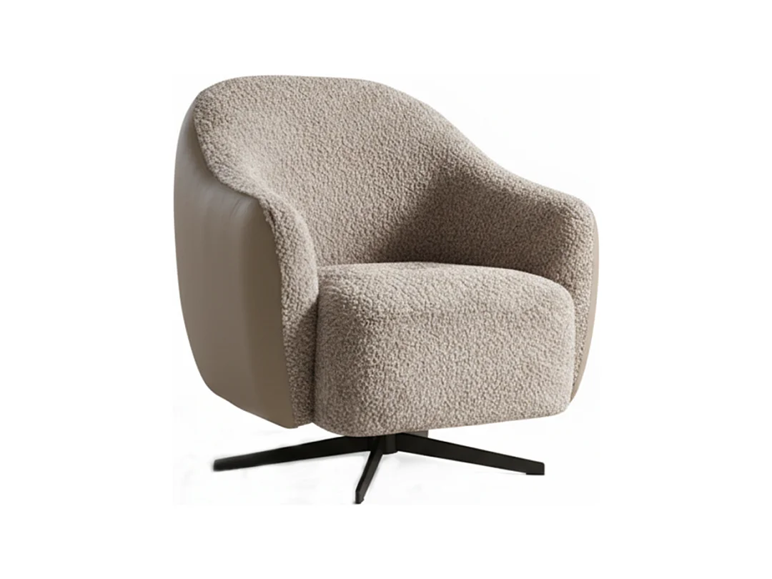 Drehsessel - Taupe Kunstleder, Bouclé - BRITTO