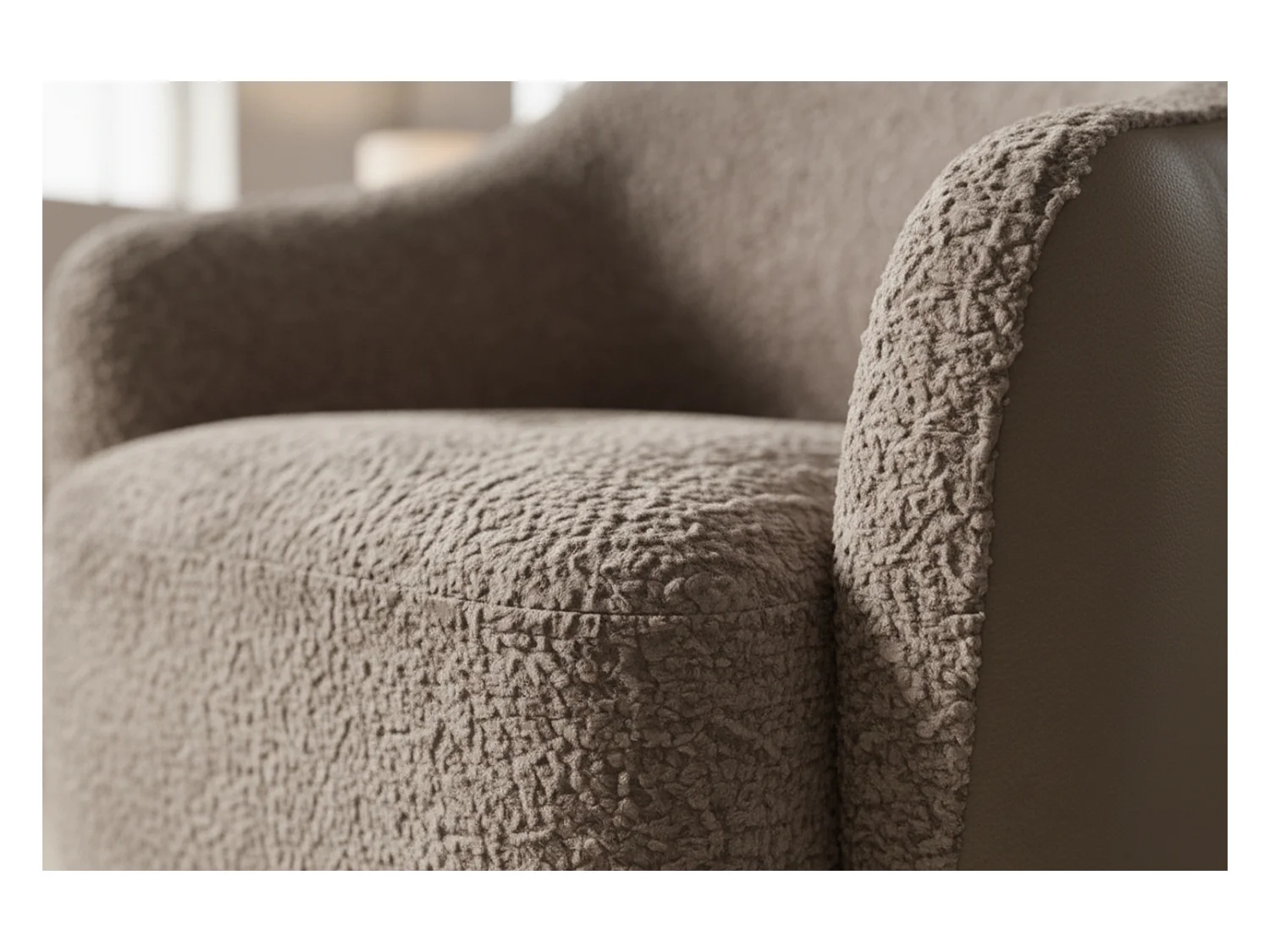 Drehsessel - Taupe Kunstleder, Bouclé - BRITTO