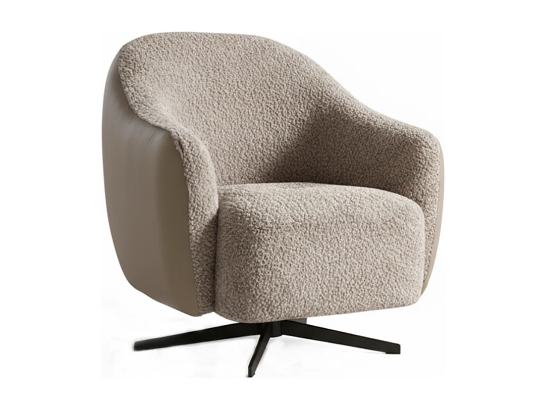 Draaibare fauteuil - Taupe Imitatieleer, bouclé - BRITTO