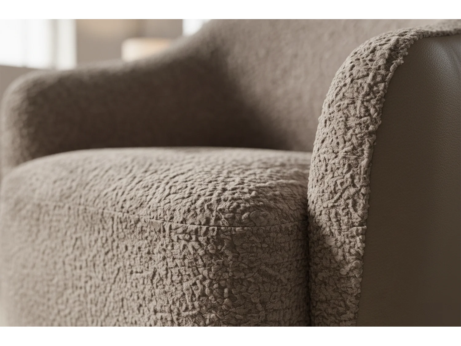 Draaibare fauteuil - Taupe Imitatieleer, bouclé - BRITTO