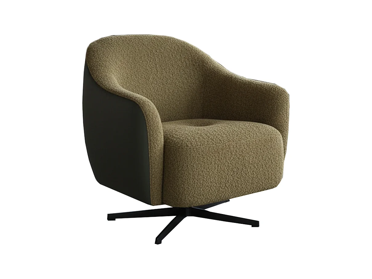 Drehsessel - Grün Kunstleder, Bouclé - BRITTO