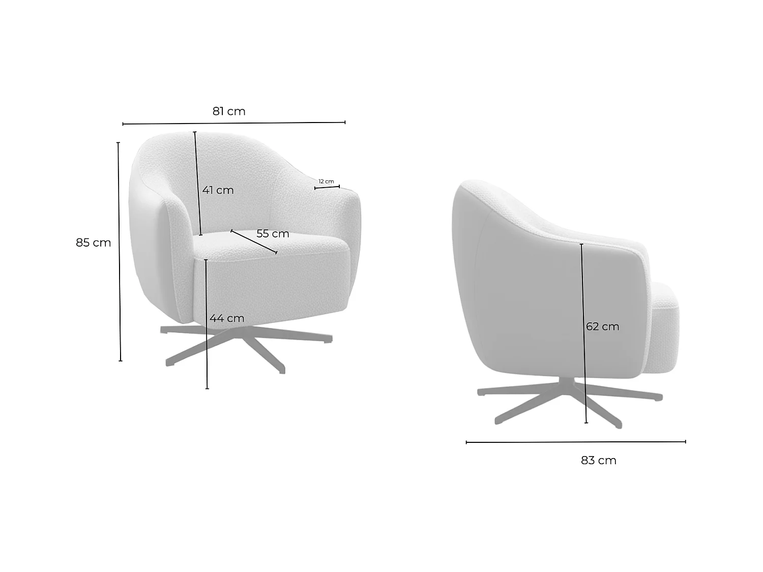 Drehsessel - Grün Kunstleder, Bouclé - BRITTO
