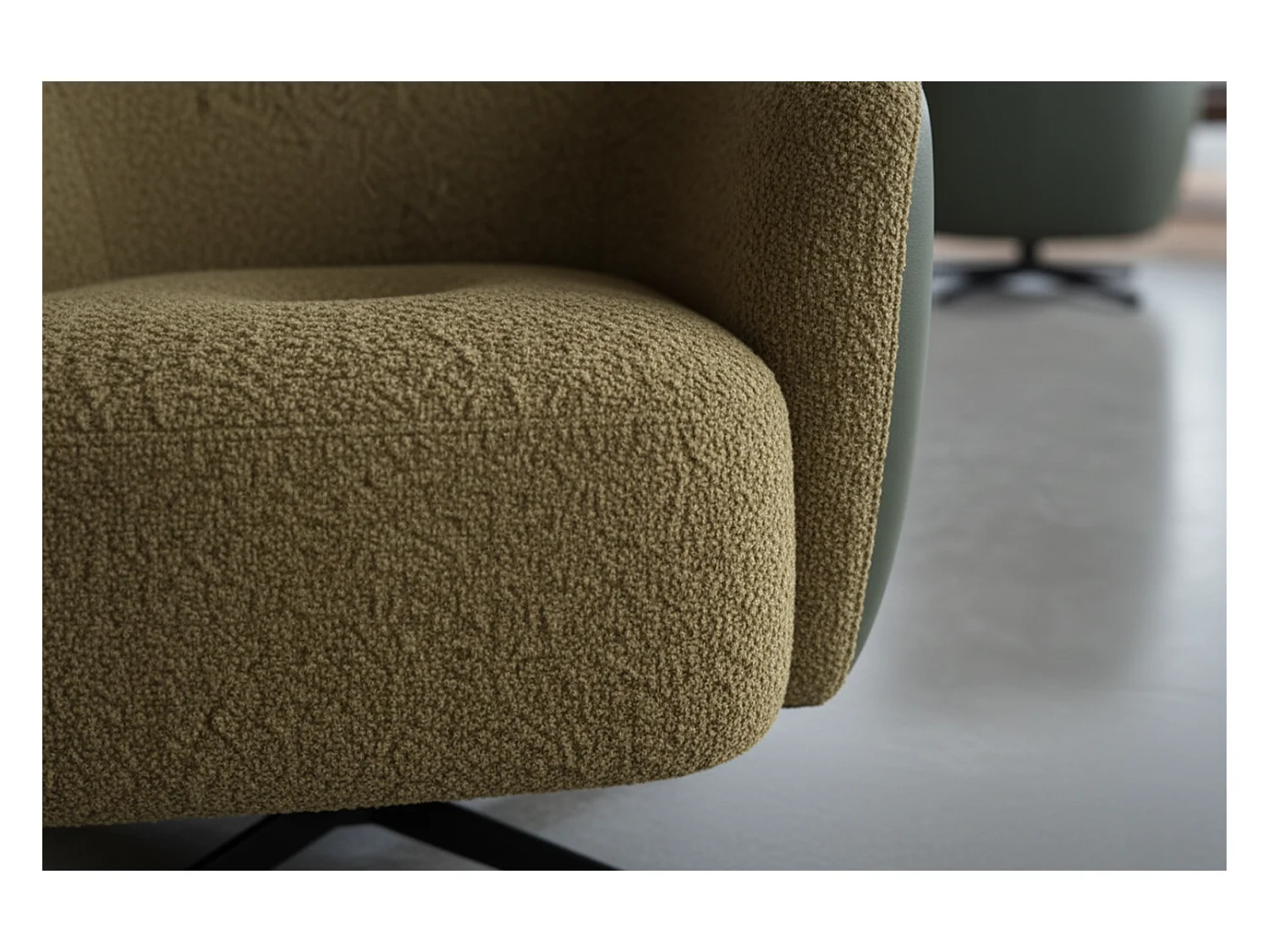 Drehsessel - Grün Kunstleder, Bouclé - BRITTO