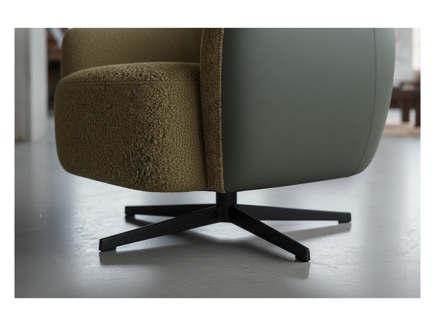 Drehsessel - Grün Kunstleder, Bouclé - BRITTO