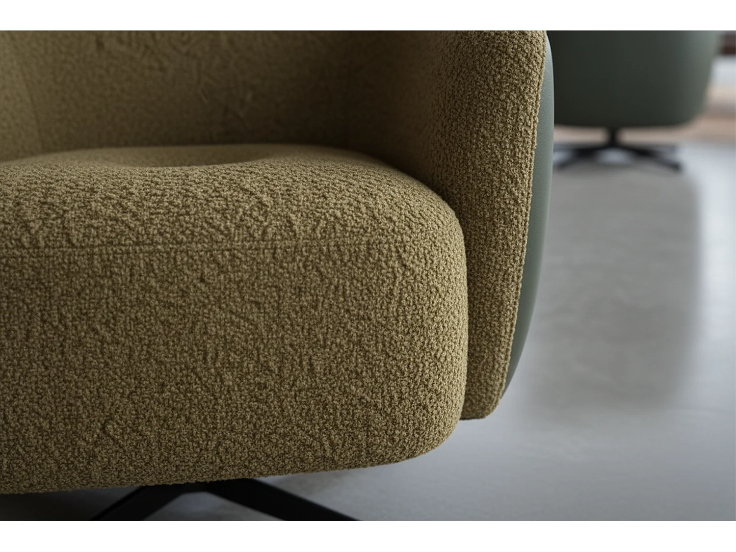 Draaibare fauteuil - Groen Imitatieleer, bouclé - BRITTO