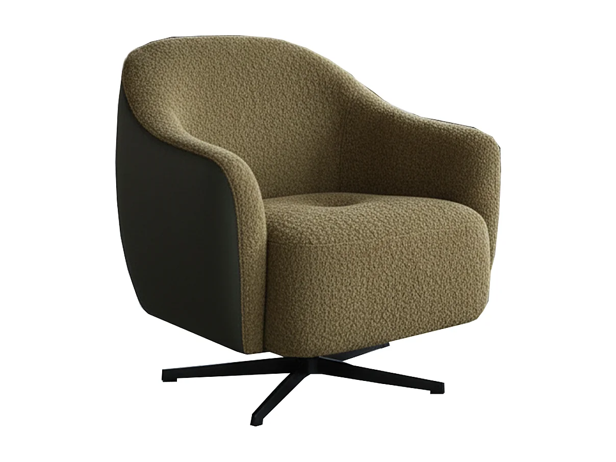 Draaibare fauteuil - Groen Imitatieleer, bouclé - BRITTO