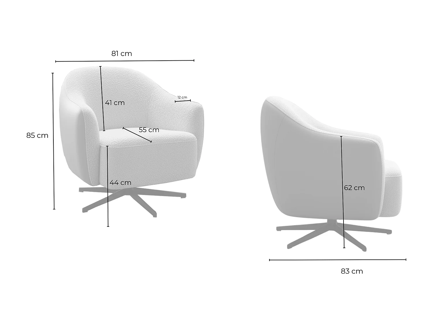 Draaibare fauteuil - Groen Imitatieleer, bouclé - BRITTO