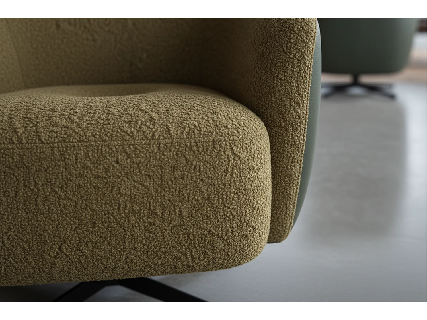 Draaibare fauteuil - Groen Imitatieleer, bouclé - BRITTO