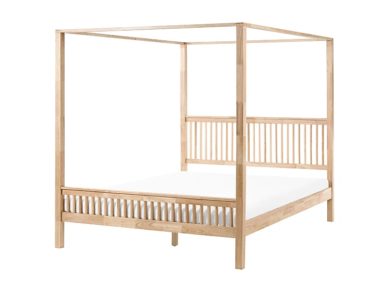 Lit à baldaquin Bois HARFLEUR 180 x 200 cm Marron clair