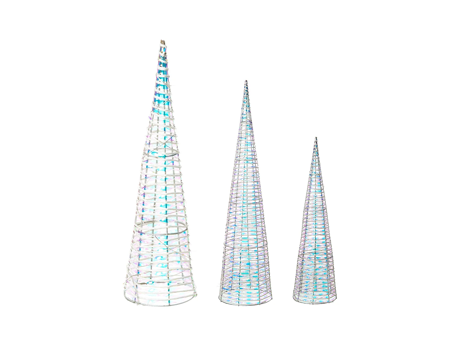 Lot de 3 décorations de Noël LED SONDER Arbre de Noël 40/60/80 cm Blanc