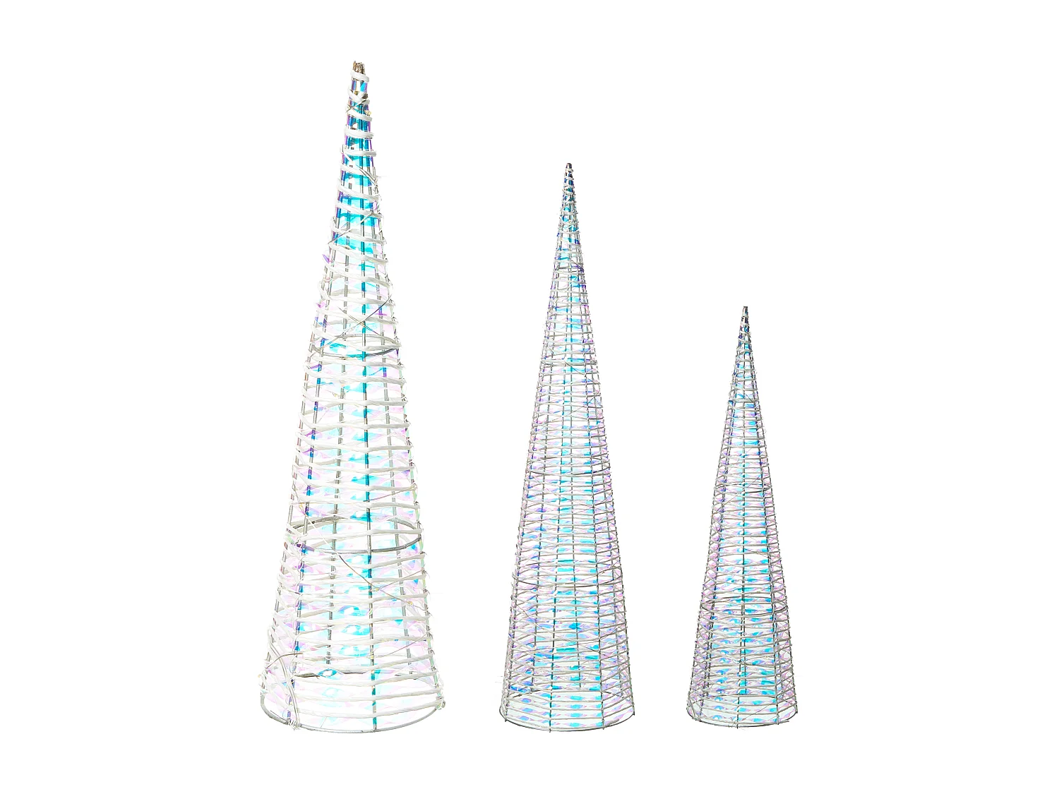 Lot de 3 décorations de Noël LED SONDER Arbre de Noël 40/60/80 cm Blanc