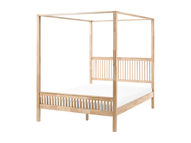 Lit à baldaquin Bois HARFLEUR 160 x 200 cm Marron clair