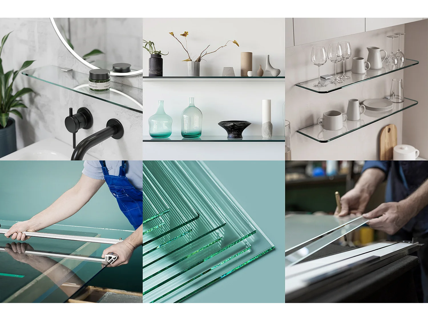 Glas Wandregal 90x13 cm Transparent – Badezimmer Glasboden unter Spiegel, Sicherheitsglas klar