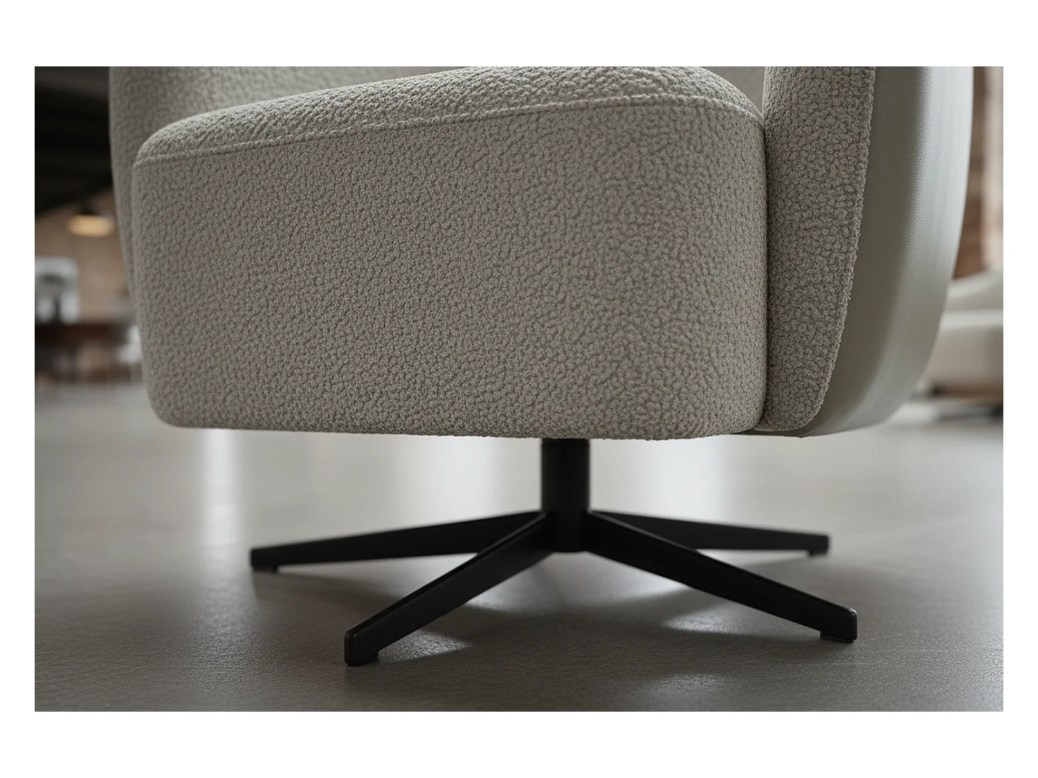 Drehsessel - Cremeweiß Kunstleder, Bouclé - BRITTO