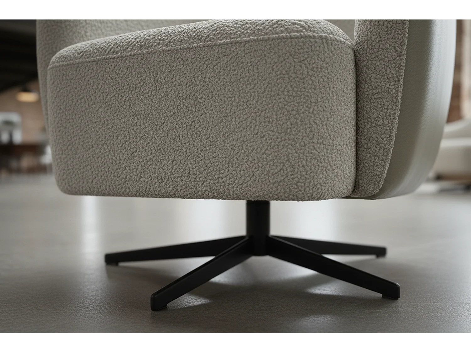 Draaibare fauteuil - Crème wit Imitatieleer, bouclé - BRITTO