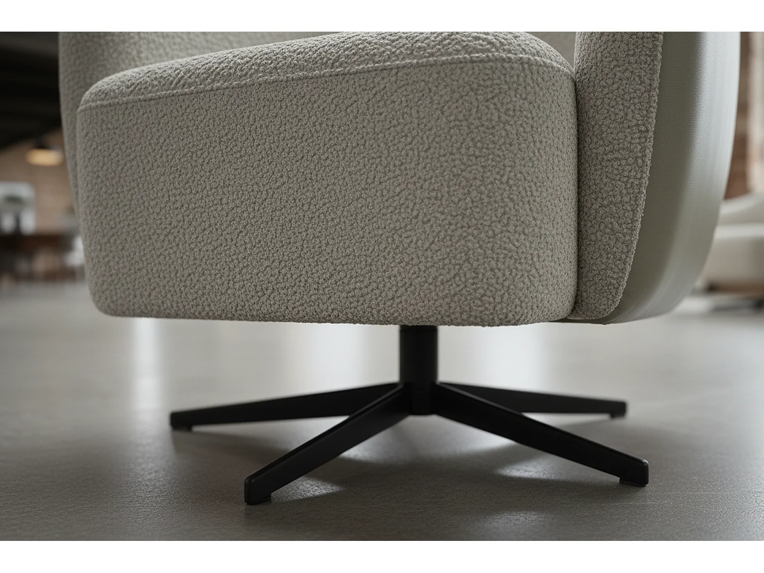 Poltrona girevole - bianco crema Finta pelle, bouclé - BRITTO