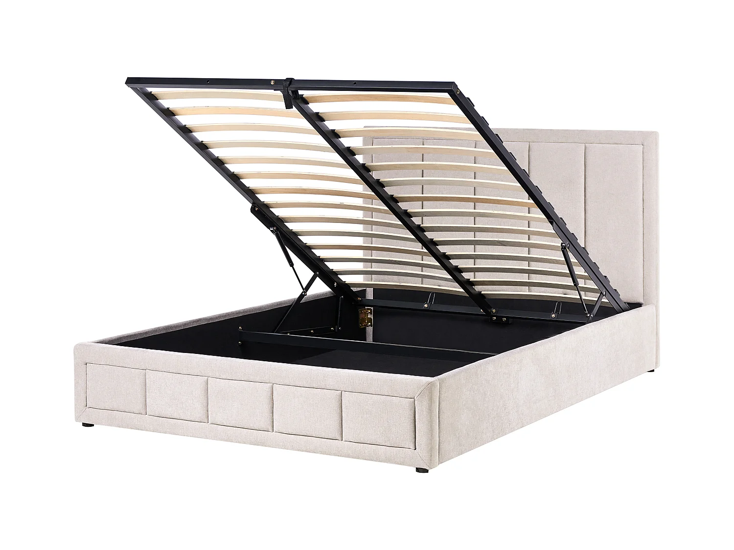 Lit ottoman Tissu QUIBERON 160 x 200 cm Taupe