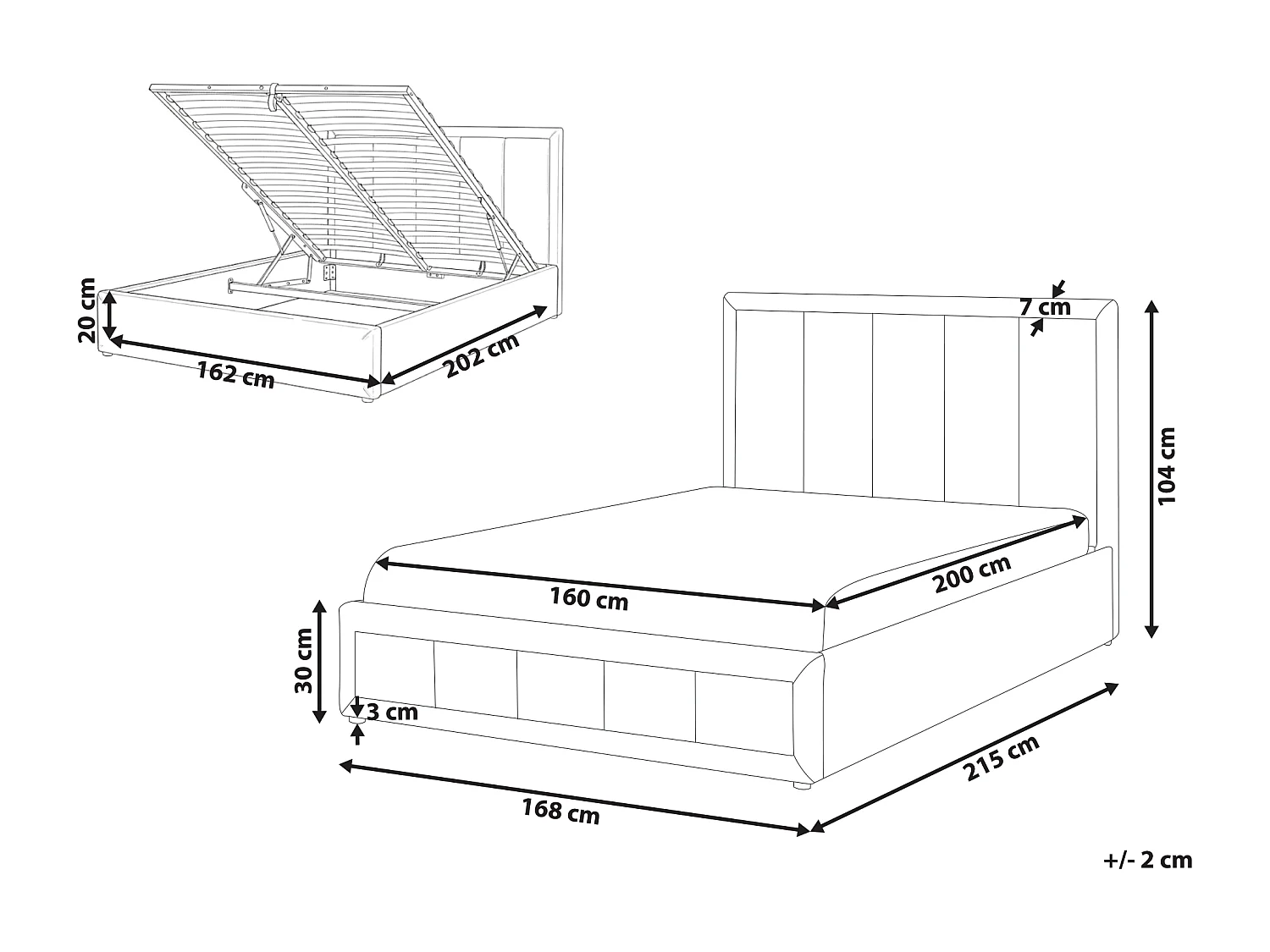 Lit ottoman Tissu chenille QUIBERON 160 x 200 cm Beige