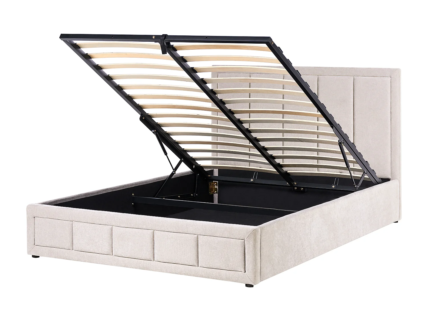 Lit ottoman Tissu chenille QUIBERON 160 x 200 cm Taupe