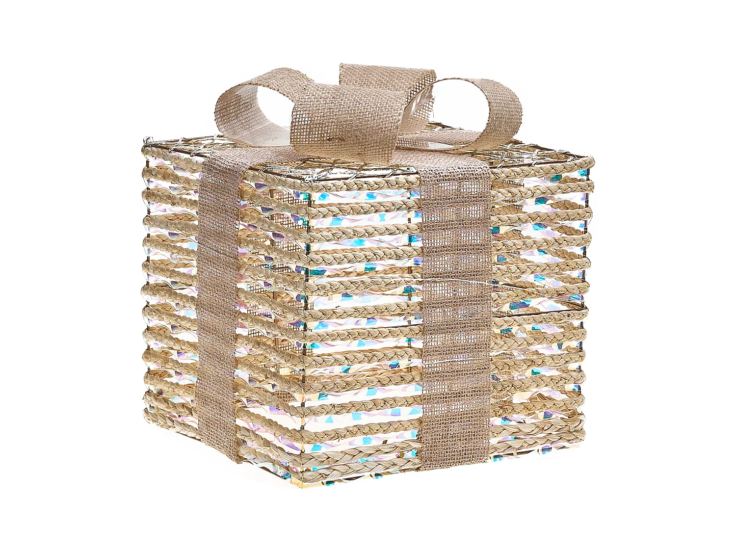 Lot de 3 décorations de Noël LED MOSSO Cadeaux de Noël 20/25/30 cm Beige