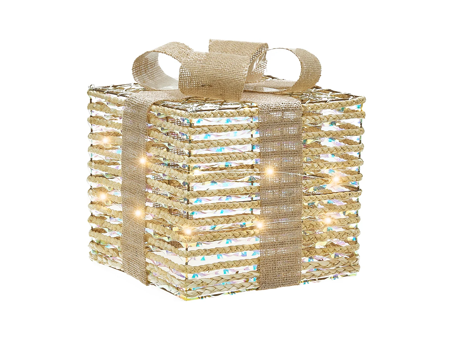 Lot de 3 décorations de Noël LED MOSSO Cadeaux de Noël 20/25/30 cm Beige