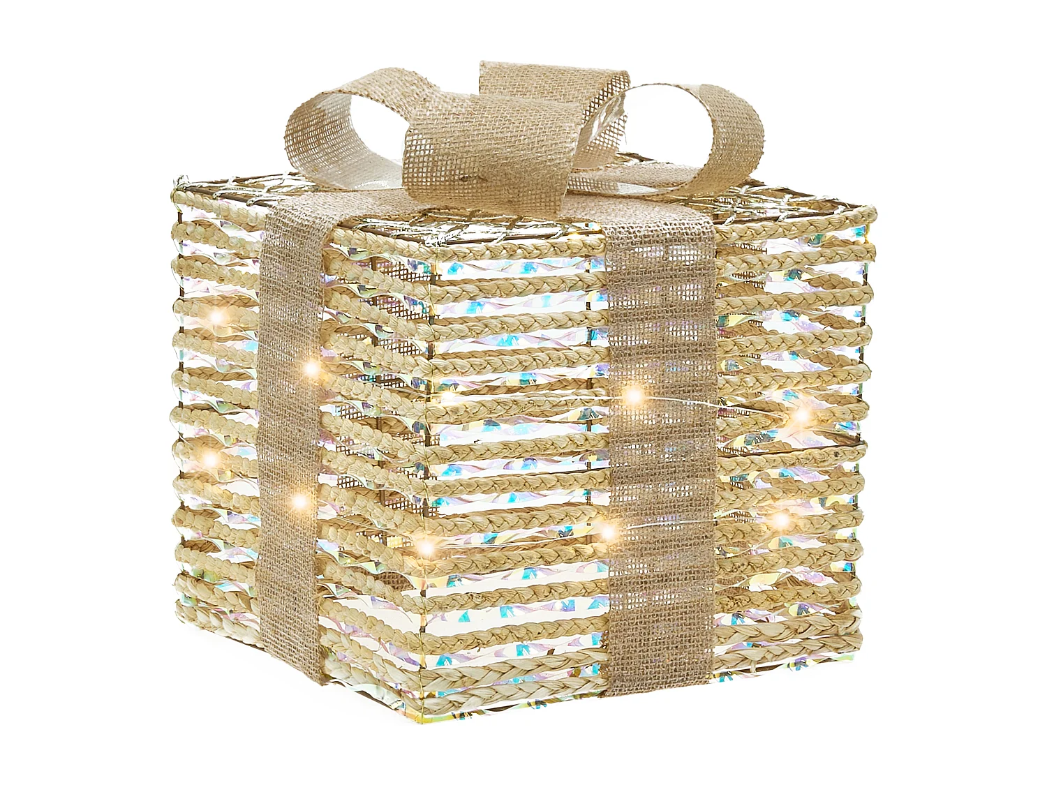 Lot de 3 décorations de Noël LED MOSSO Cadeaux de Noël 20/25/30 cm Beige