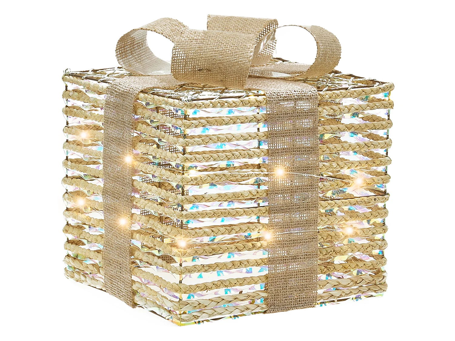 Lot de 3 décorations de Noël LED MOSSO 20/25/30 cm Cadeaux de Noël Beige