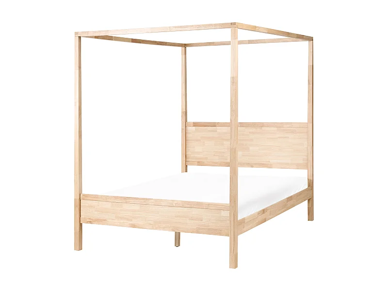 Lit à baldaquin Bois HAUTERIVES 160 x 200 cm Marron clair