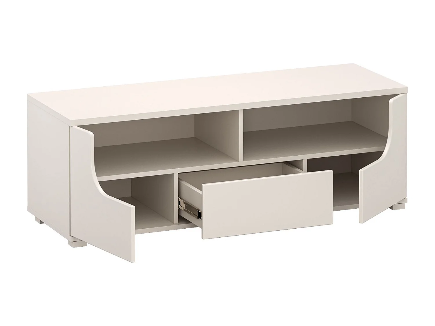 Meuble TV bas avec tiroir et niches ouvertes – gris cachemire – 130 cm – VALLES