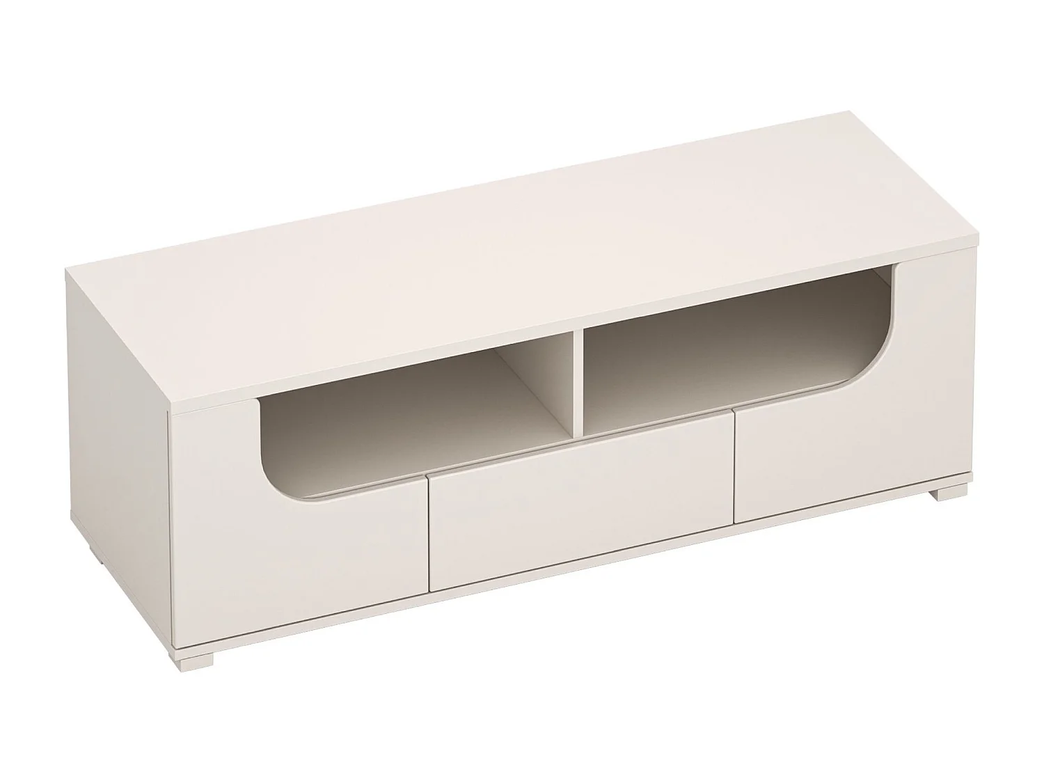 Meuble TV bas avec tiroir et niches ouvertes – gris cachemire – 130 cm – VALLES