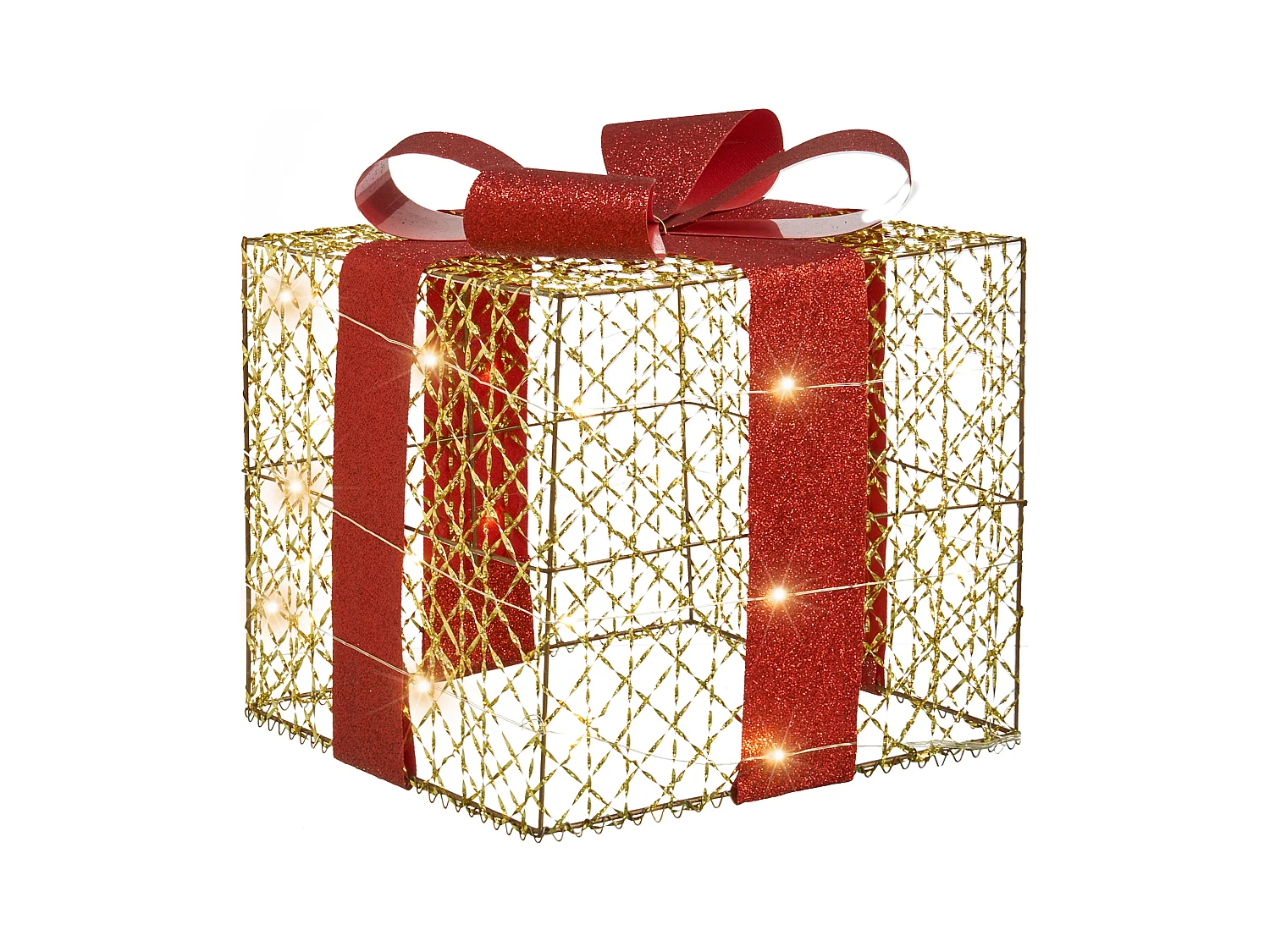 Lot de 3 décorations de Noël LED LYSEREN Cadeaux de Noël 20/25/30 cm Doré