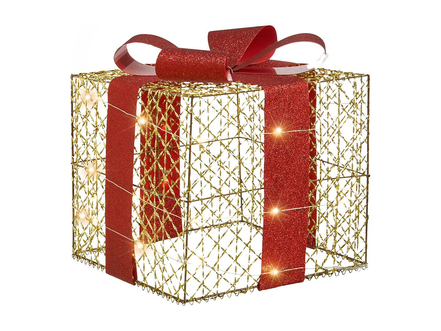 Lot de 3 décorations de Noël LED LYSEREN 20/25/30 cm Cadeaux de Noël Doré