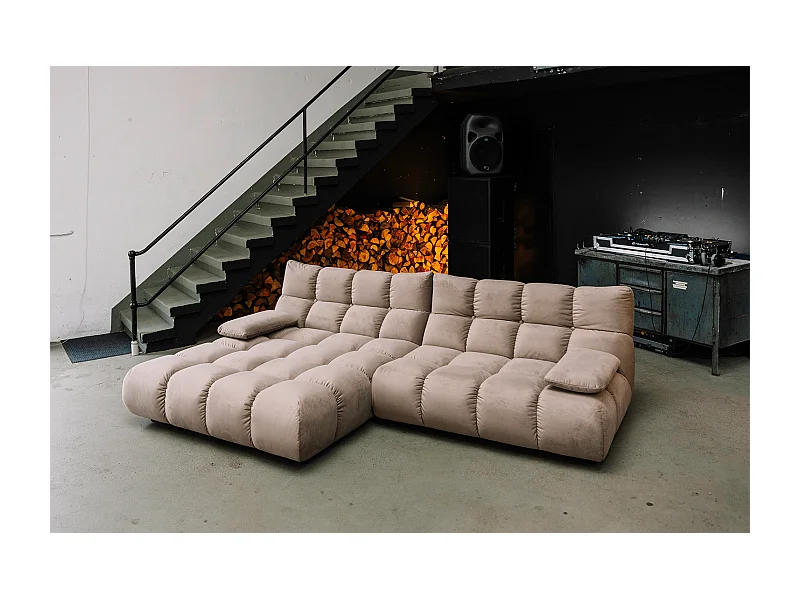 Canapé d'angle - marron Velours - VIVIEN