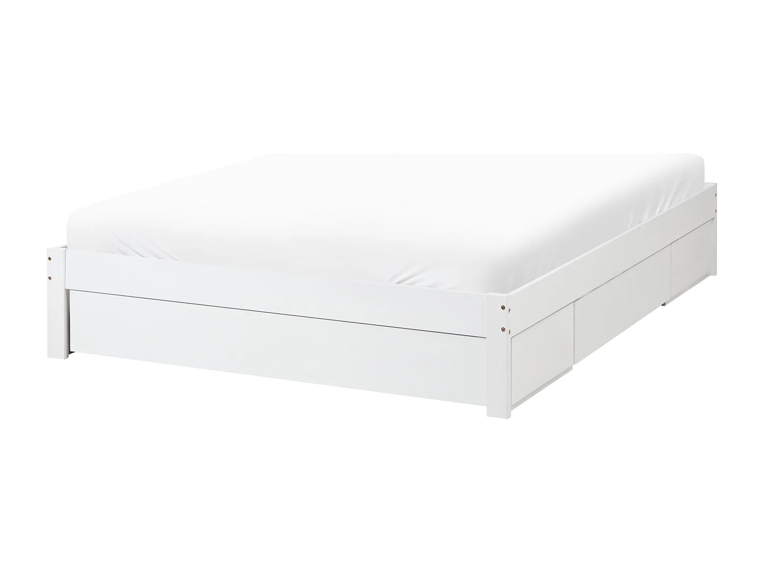 Lit avec tiroirs de rangement sans tête de lit GIAT Bois Blanc 160 x 200 cm