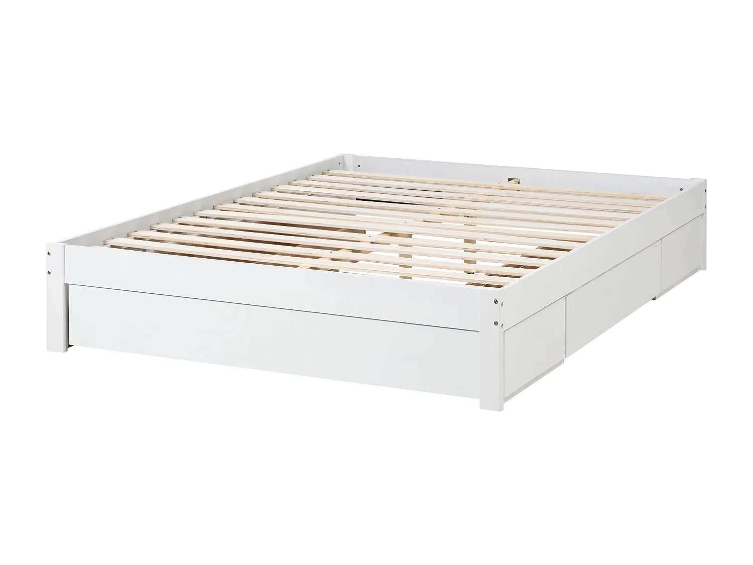 Lit avec tiroirs de rangement sans tête de lit GIAT Bois Blanc 160 x 200 cm