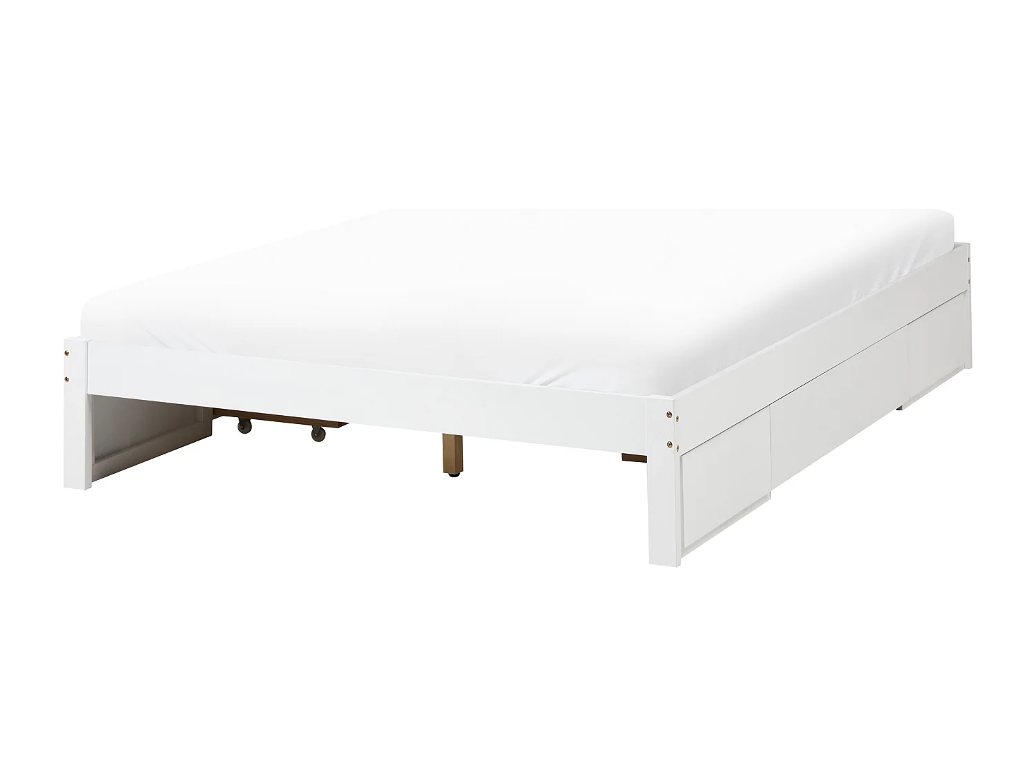 Lit avec tiroirs de rangement sans tête de lit GIAT Bois Blanc 160 x 200 cm