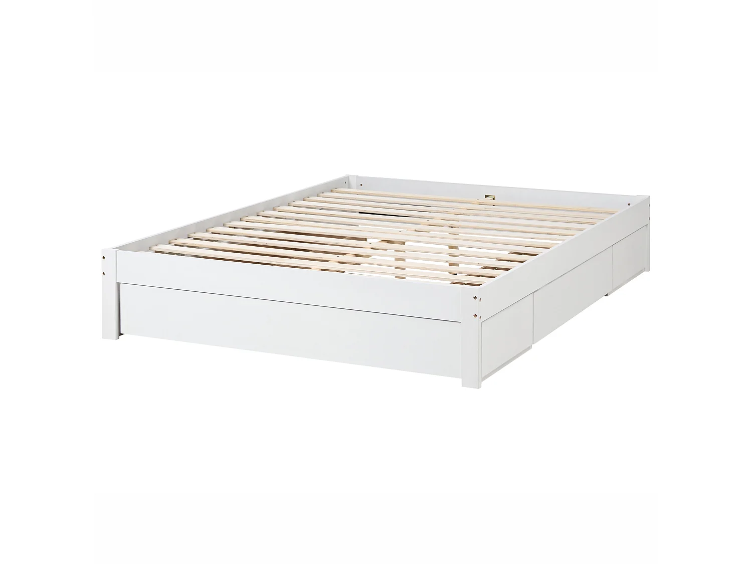 Lit avec tiroirs de rangement sans tête de lit GIAT Bois Blanc 160 x 200 cm