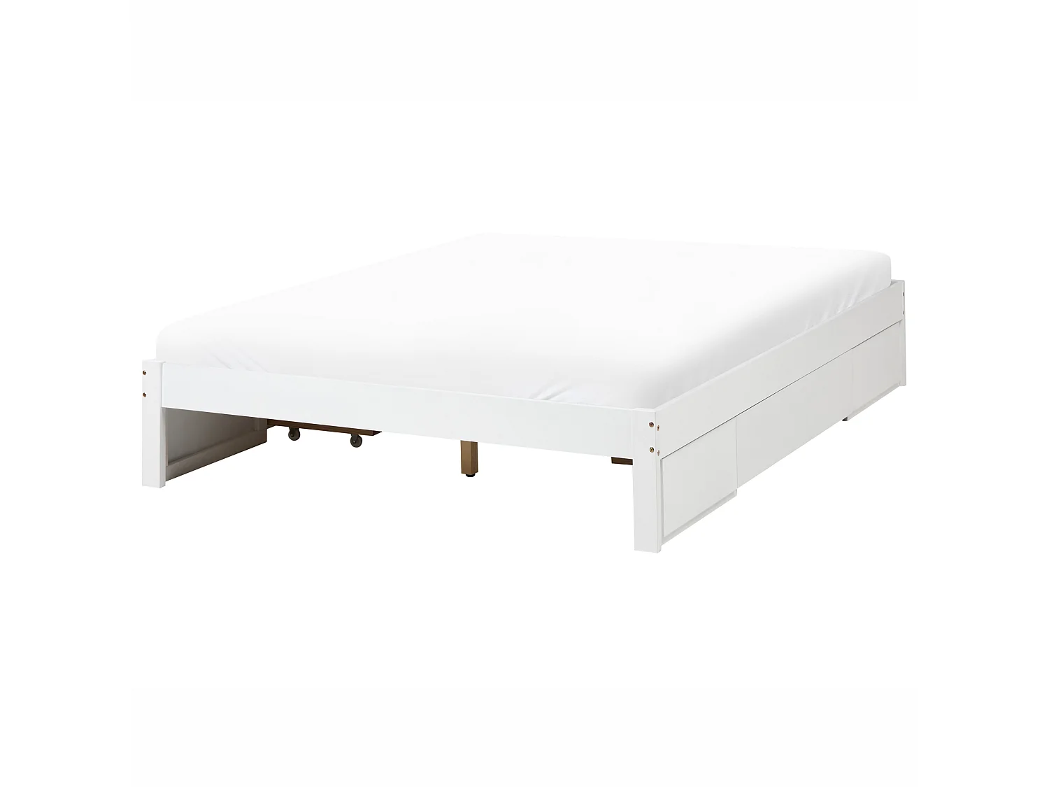 Lit avec tiroirs de rangement sans tête de lit GIAT Bois Blanc 160 x 200 cm