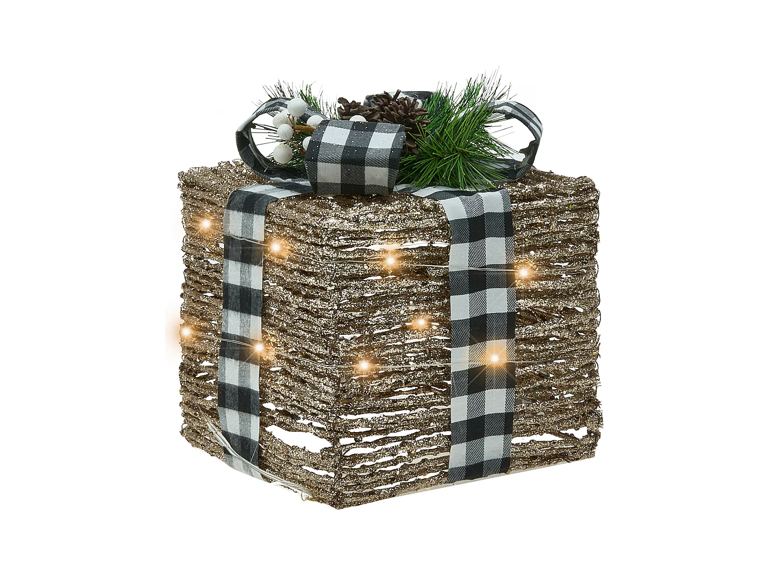 Lot de 3 décorations de Noël LED ARRESKOV Cadeaux de Noël 20/25/30 cm Marron