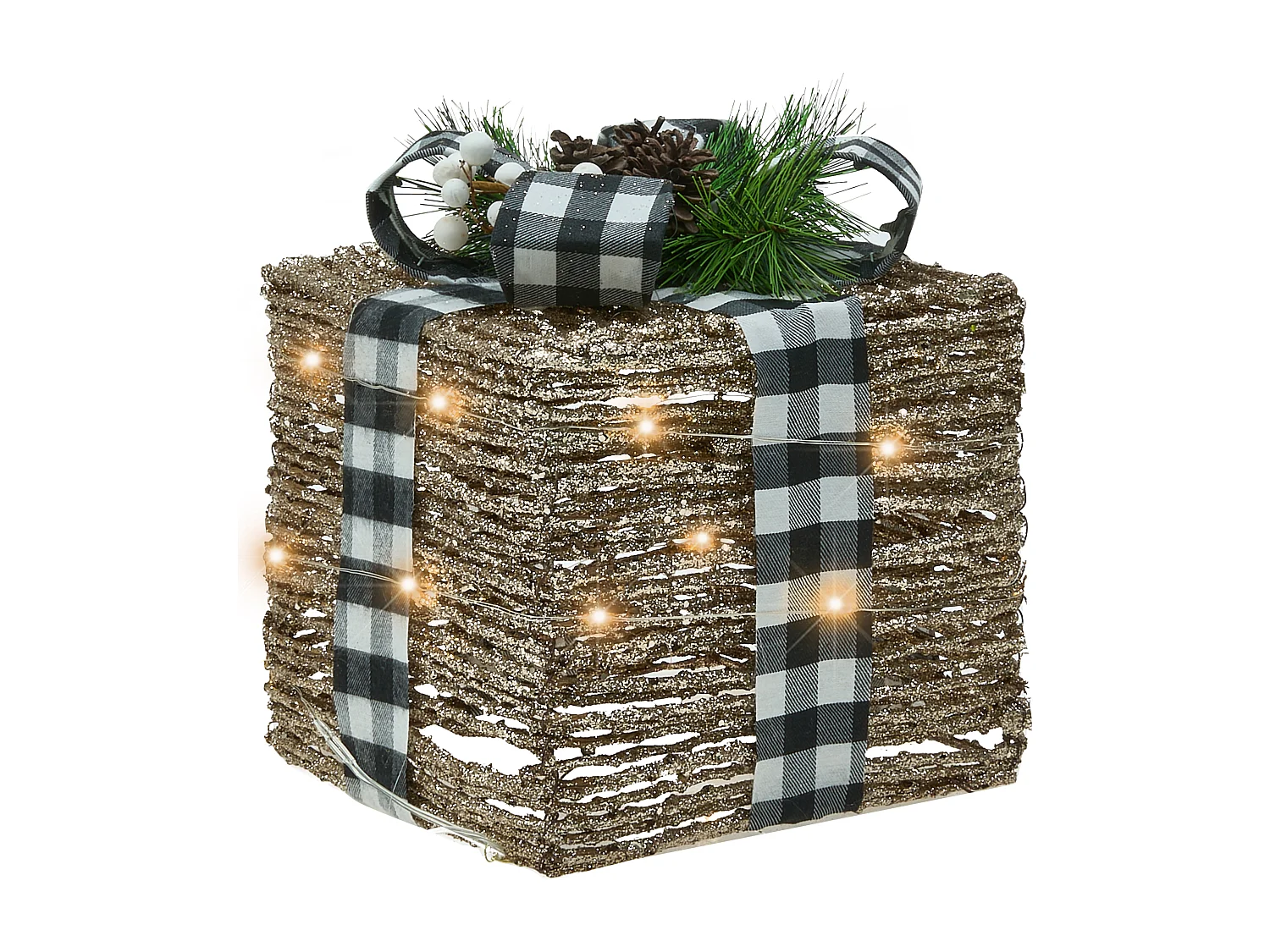 Lot de 3 décorations de Noël LED ARRESKOV Cadeaux de Noël 20/25/30 cm Marron