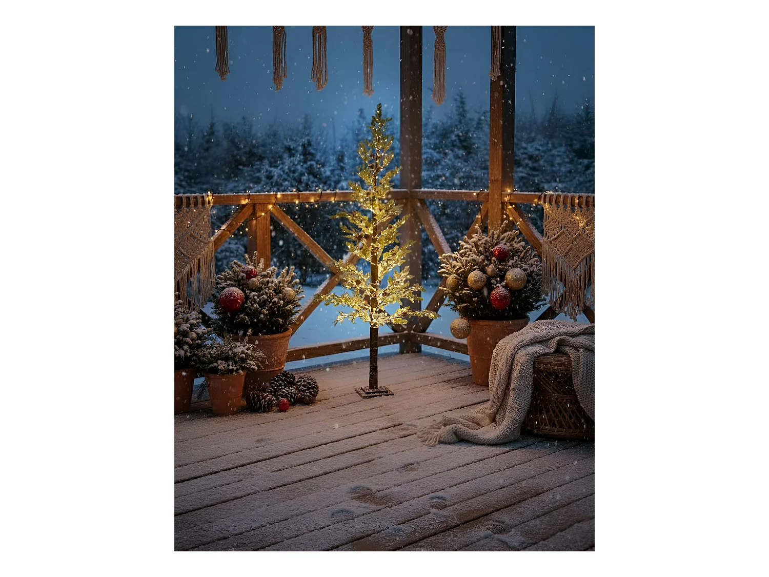 Décoration extérieure LED GRENIVIK Arbre de Noël 245 cm Blanc
