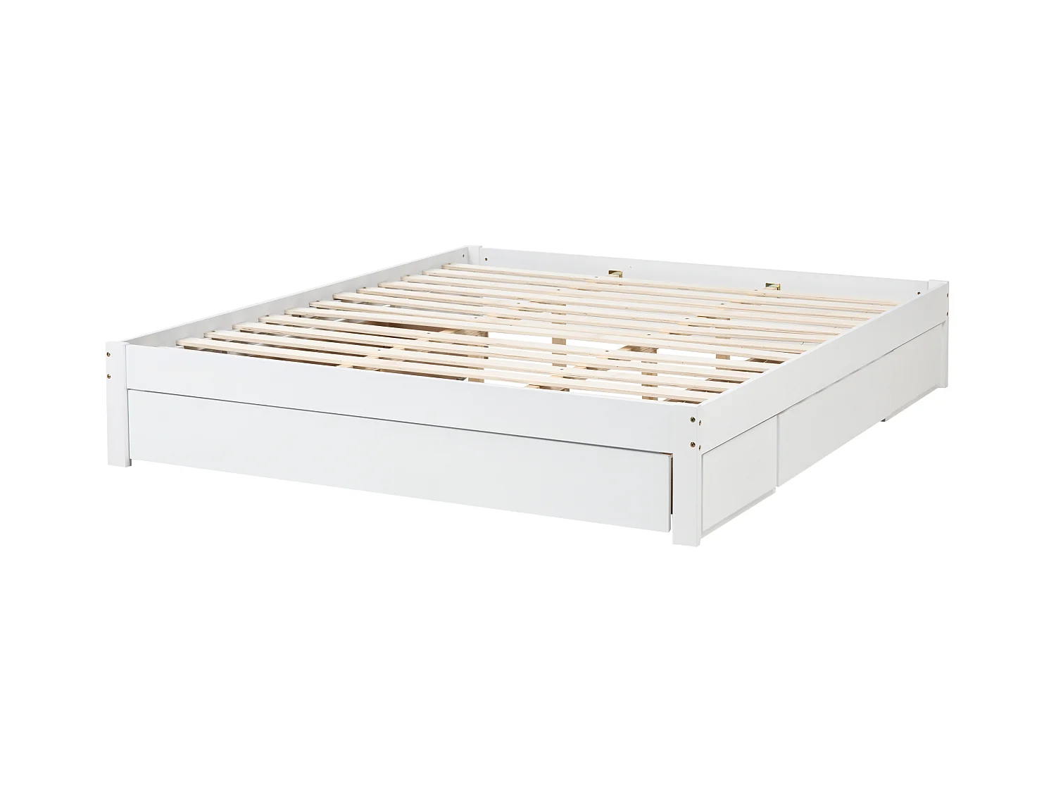 Lit avec tiroirs de rangement sans tête de lit Bois GIAT 180 x 200 cm Blanc