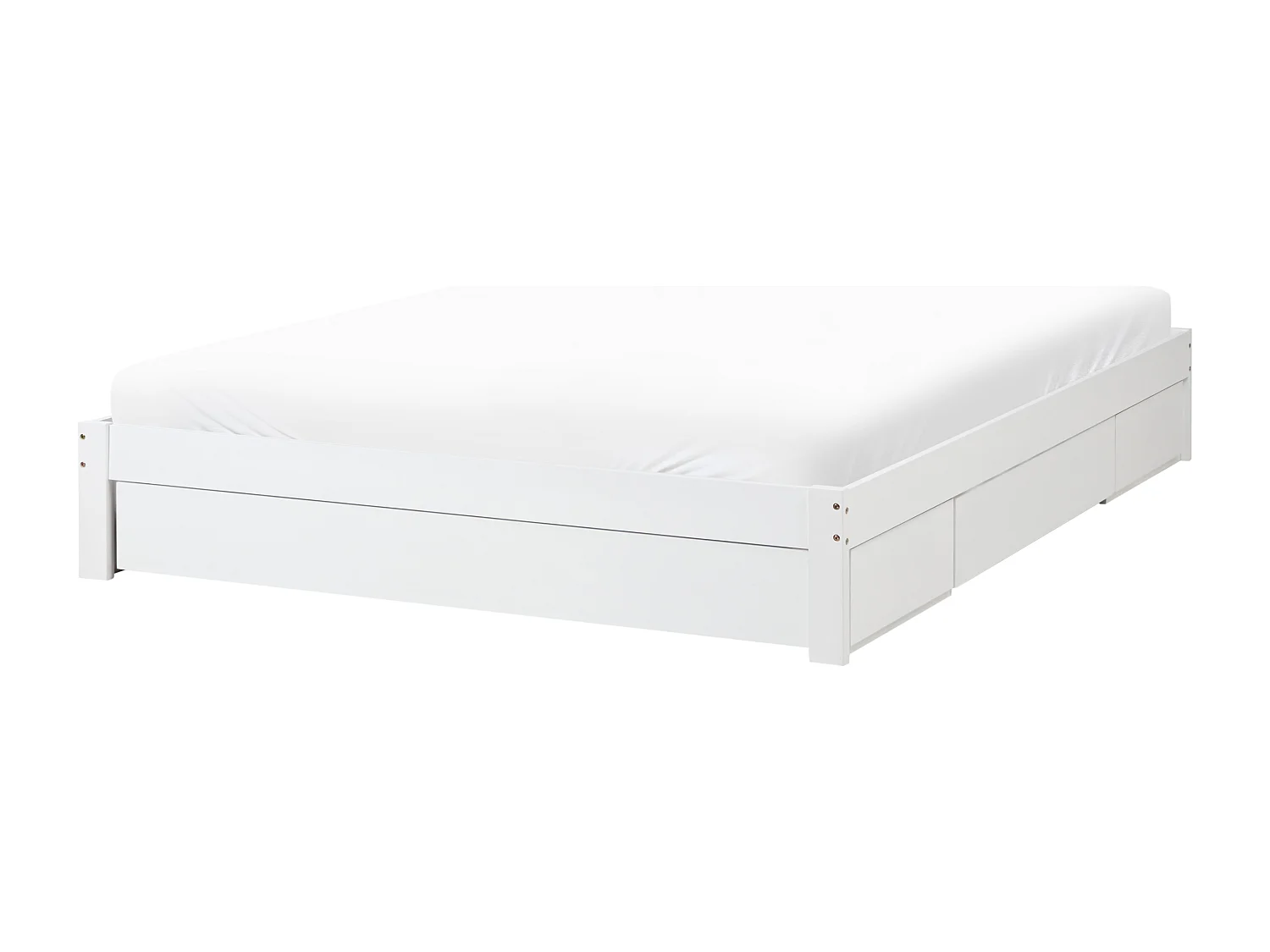 Lit avec tiroirs de rangement sans tête de lit Bois GIAT 180 x 200 cm Blanc