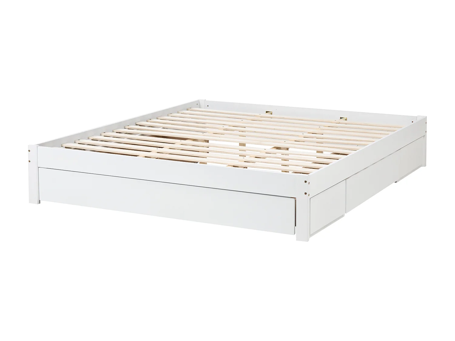 Lit avec tiroirs de rangement sans tête de lit Bois GIAT 180 x 200 cm Blanc