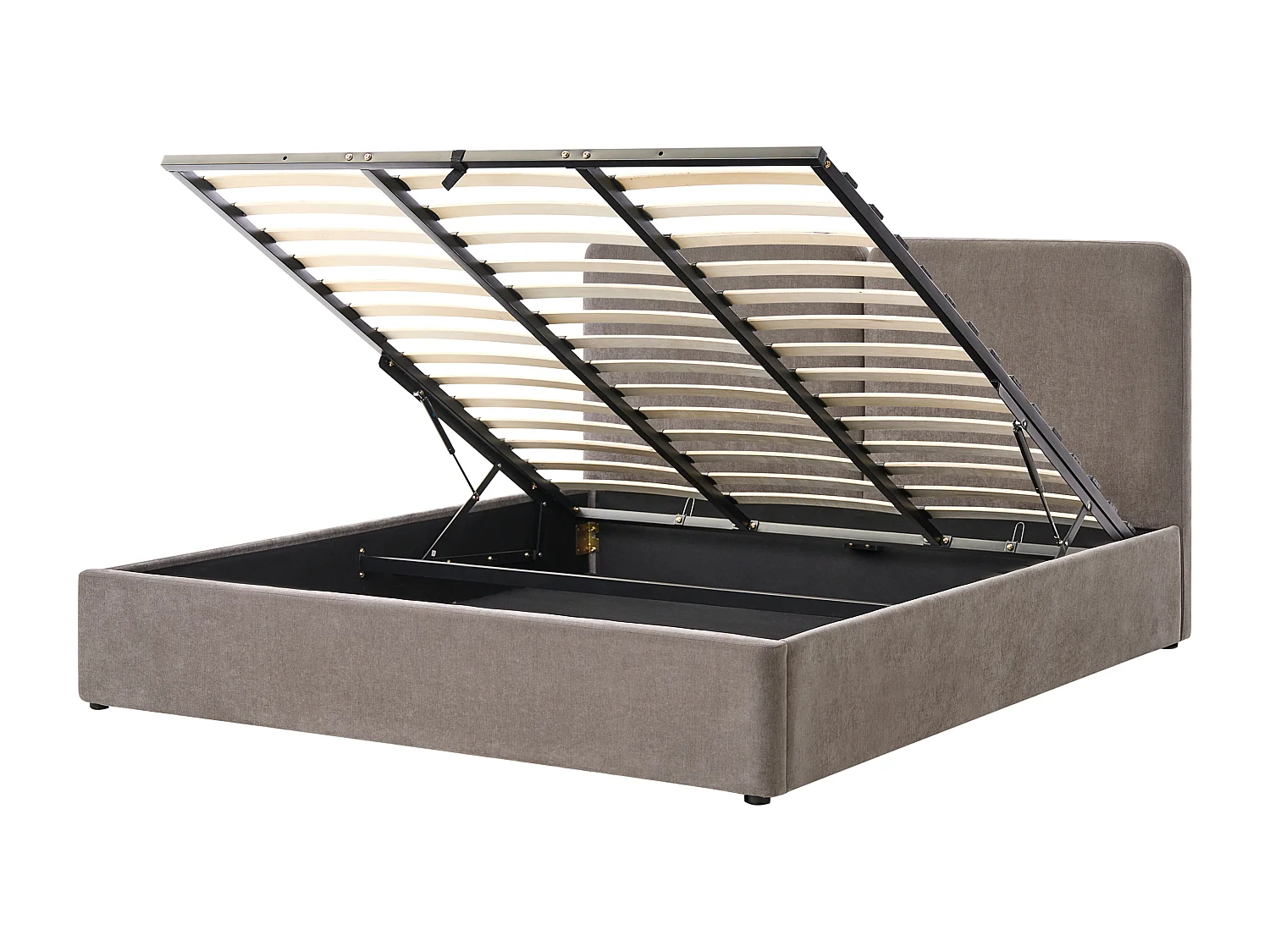 Lit ottoman Tissu chenille ARBOIS 180 x 200 cm Taupe