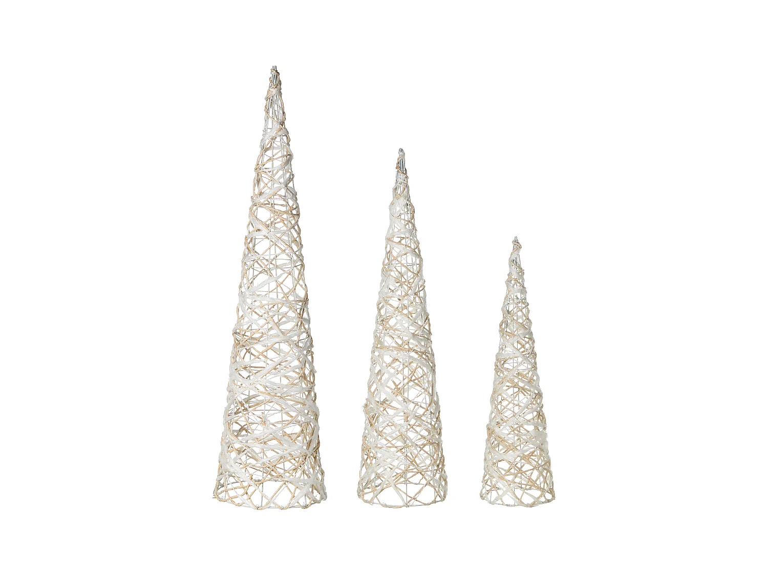 Lot de 3 décorations de Noël TUELSO Arbre de Noël 60/80/100 cm Blanc/doré